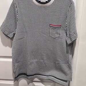 Thom Browne Blue and White Striped Top